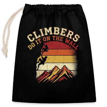 Climbers Do It On The Wall Klettern Berge Retro - Verschließbarer Geschenkbeutel aus Baumwolle (25x30cm) - Schwarz - Vorne