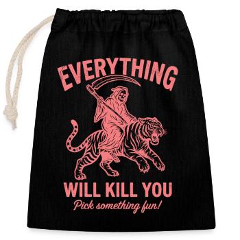 Motivations Shirt für Risiko Fans - Verschließbarer Geschenkbeutel aus Baumwolle (25x30cm) - Schwarz - Vorne