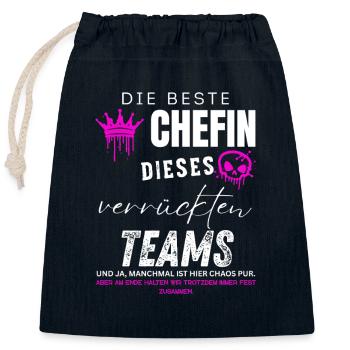 beste Chefin verrücktes Team Chefin geschenke - Sac cadeau en coton avec cordon (25 x 30 cm) - bleu marine - Devant