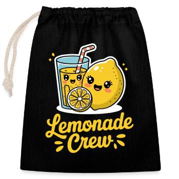 Lemonade Crew Lustige Zitrone Cartoon Illustration - Verschließbarer Geschenkbeutel aus Baumwolle (25x30cm) - Schwarz - Vorne