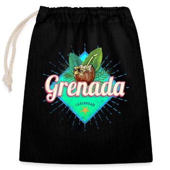 Grenada Karibik Urlaub Vintage Insel Souvenir - Verschließbarer Geschenkbeutel aus Baumwolle (25x30cm) - Schwarz - Vorne
