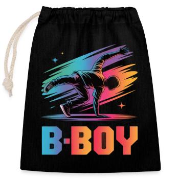 B-Boy Breakdance Streetstyle Breakdancer - Verschließbarer Geschenkbeutel aus Baumwolle (25x30cm) - Schwarz - Vorne