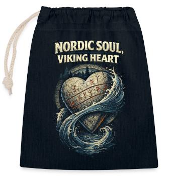 Scandinavian Viking Nordic Soul Viking Heart - Closable cotton gift bag (25x30cm) - navy - Front