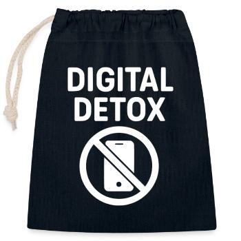Digital Detox Mobile Phone Ban – Focus & Mindfulness - Closable cotton gift bag (25x30cm) - navy - Front