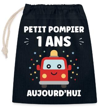 1 year - Closable cotton gift bag (25x30cm) - navy - Front
