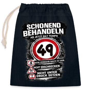 Treat Gently Traffic Sign 49 Birthday - Closable cotton gift bag (25x30cm) - navy - Front