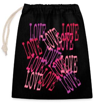 Love Cascading Romantic Lettering - Closable cotton gift bag (25x30cm) - black - Front