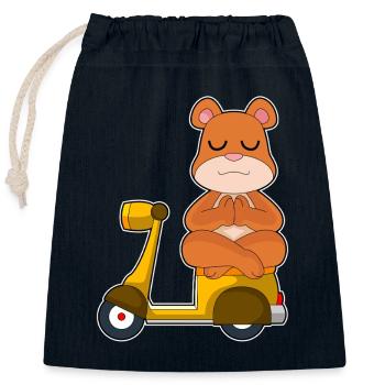 Bär Scooter - Sac cadeau en coton avec cordon (25 x 30 cm) - bleu marine - Devant