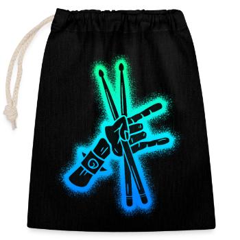 Drummer Drums Kids Men's Boys Drums - Closable cotton gift bag (25x30cm) - black - Front