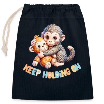 Hugging Monkeys Keep Holding - Closable cotton gift bag (25x30cm) - navy - Front