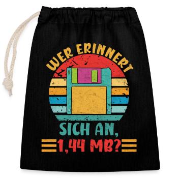 Coder WHO REMEMBERS 1.44 MB? FUNNY - Closable cotton gift bag (25x30cm) - black - Front