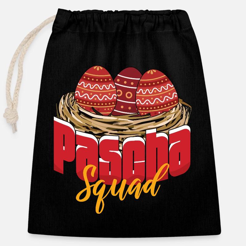Pascha Squad Orthodoxe Oster, Griechische Osterfeier - Verschließbarer Geschenkbeutel aus Baumwolle (25x30cm) - Schwarz