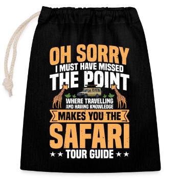 Reiseführer Afrikanischer Reiseführer Safari Tour - Verschließbarer Geschenkbeutel aus Baumwolle (25x30cm) - Schwarz - Vorne