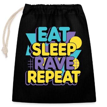 Mange Sommeil Rave Répéte – Techno Party Dicton - Sac cadeau en coton avec cordon (25 x 30 cm) - noir - Devant