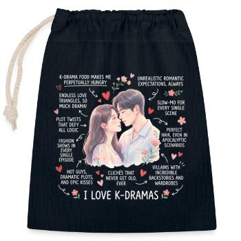 Drame coréen K-Drama Lover Kdrama - Sac cadeau en coton avec cordon (25 x 30 cm) - bleu marine - Devant