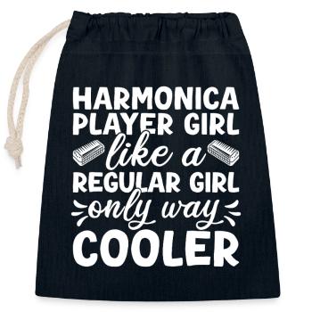 Harmonica Musican Girl Like A Regular Only Cooler - Verschließbarer Geschenkbeutel aus Baumwolle (25x30cm) - Navy - Vorne