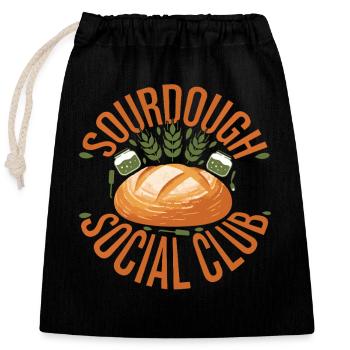Sourdough Social Club Brotbacker-Bäcker-Ära - Verschließbarer Geschenkbeutel aus Baumwolle (25x30cm) - Schwarz - Vorne