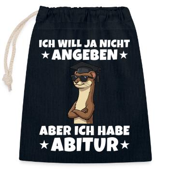 Abitur geschafft Ich will ja nicht angeben Wiesel - Verschließbarer Geschenkbeutel aus Baumwolle (25x30cm) - Navy - Vorne