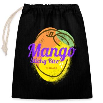 Riz gluant à la mangue pour les amateurs de gastronomie de fête en Thaïlande - Sac cadeau en coton avec cordon (25 x 30 cm) - noir - Devant