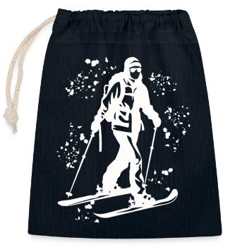 Alpiner Skifahrer Wintersport Skitouren - Verschließbarer Geschenkbeutel aus Baumwolle (25x30cm) - Navy - Vorne