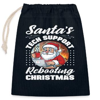 Santa Tech Support Christmas IT - Closable cotton gift bag (25x30cm) - navy - Front