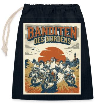 Banditen des Nordens Möwen Fischbrötchen Diebe  - Verschließbarer Geschenkbeutel aus Baumwolle (25x30cm) - Navy - Vorne