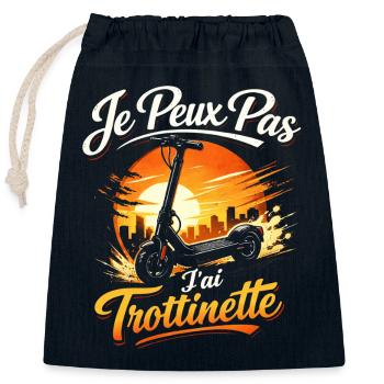 Je peux pas j'ai trottinette - Sac cadeau en coton avec cordon (25 x 30 cm) - bleu marine - Devant