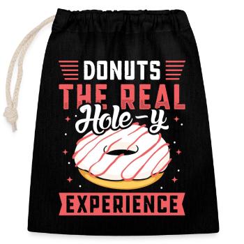 Donut fast food - Closable cotton gift bag (25x30cm) - black - Front