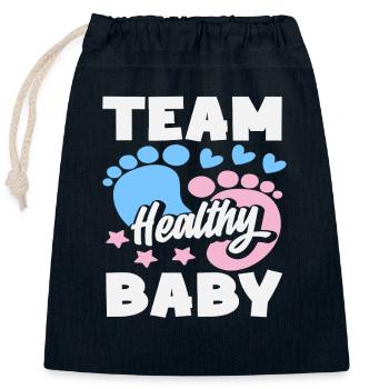 Team Gesundes Baby Gender Reveal Party - Verschließbarer Geschenkbeutel aus Baumwolle (25x30cm) - Navy - Vorne
