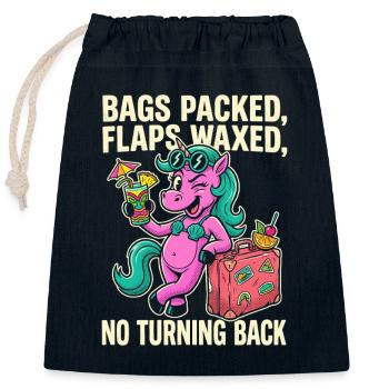 Unicornen-Urlaub: Koffer-Abenteuer - Verschließbarer Geschenkbeutel aus Baumwolle (25x30cm) - Navy - Vorne