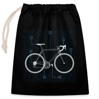 Bicycle Blueprint Vintage Bicycle Rider Design - Closable cotton gift bag (25x30cm) - black - Front