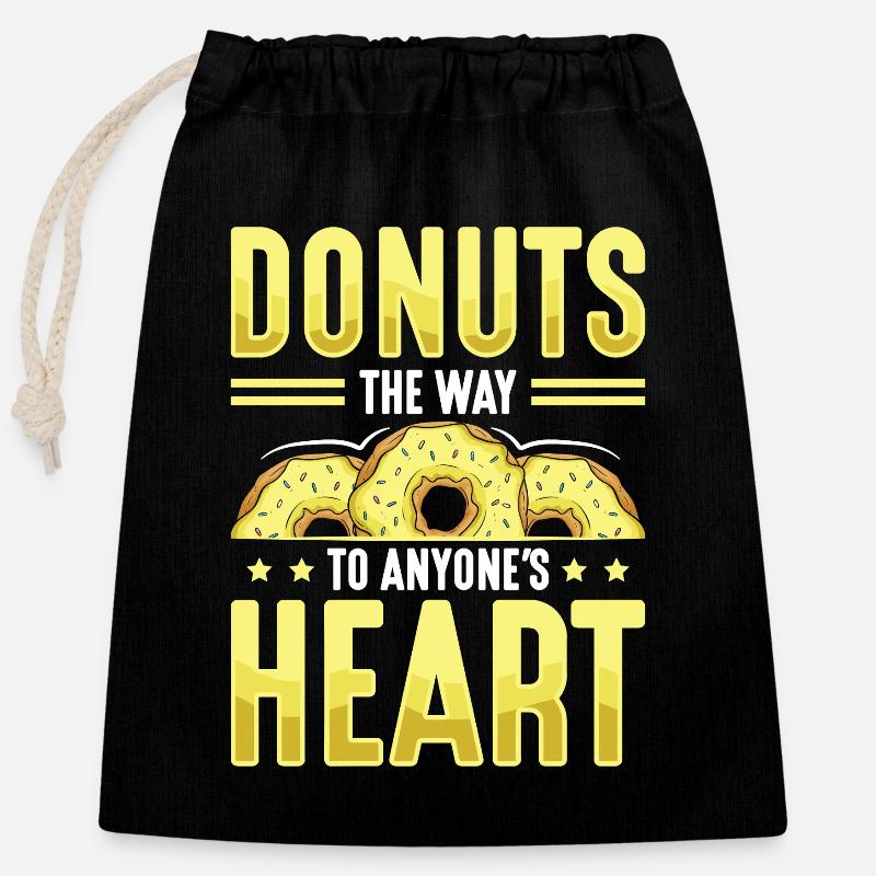 Restauration rapide en donuts - Sac cadeau en coton avec cordon (25 x 30 cm) - noir