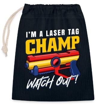 Laser Tag Champ Watch Out Funny Blaster Graphic - Verschließbarer Geschenkbeutel aus Baumwolle (25x30cm) - Navy - Vorne