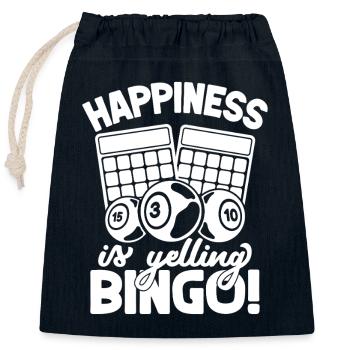 Le bonheur du joueur de bingo crie bingo - Sac cadeau en coton avec cordon (25 x 30 cm) - bleu marine - Devant