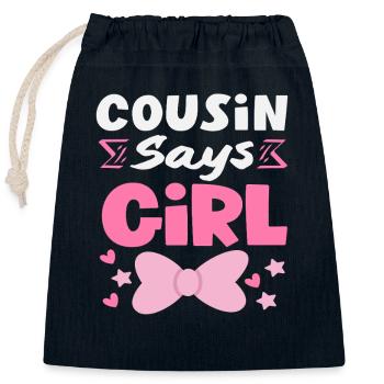 Cousin dit que la fille a révélé le sexe - Sac cadeau en coton avec cordon (25 x 30 cm) - bleu marine - Devant