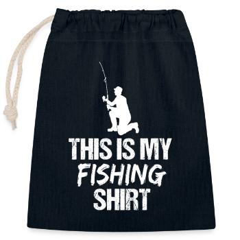 Das ist meine Fischerhemd-Fischer-Silhouette - Verschließbarer Geschenkbeutel aus Baumwolle (25x30cm) - Navy - Vorne