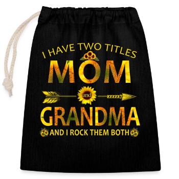 Chemise fleurie de tournesol maman et grand-mère - Sac cadeau en coton avec cordon (25 x 30 cm) - noir - Devant