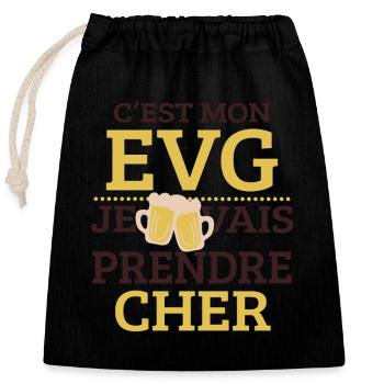 C’est Mon EVG Je Vais Prendre Cher Humour  - Sac cadeau en coton avec cordon (25 x 30 cm) - noir - Devant