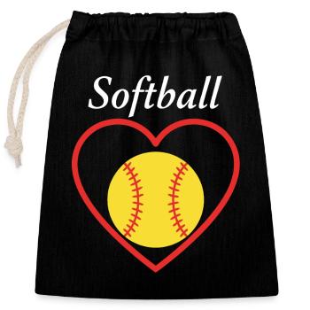 Softball Sports de cœur - Sac cadeau en coton avec cordon (25 x 30 cm) - noir - Devant