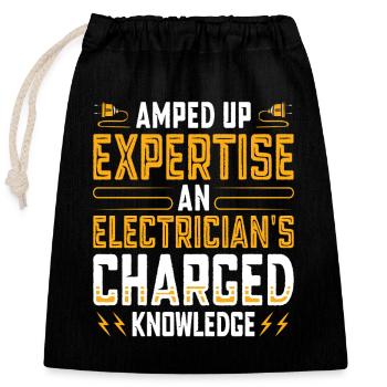 Electrician, Electronics Technician, Electrician - Closable cotton gift bag (25x30cm) - black - Front