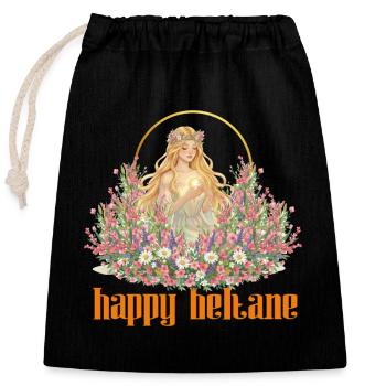 Fröhliche Beltane-Segnungen – Maifeierlichkeiten – heidnisch - Verschließbarer Geschenkbeutel aus Baumwolle (25x30cm) - Schwarz - Vorne