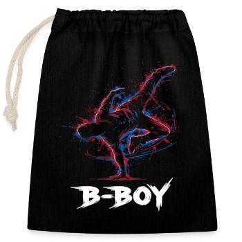 Breakdance B-Boy Streetdance Hip Hop - Verschließbarer Geschenkbeutel aus Baumwolle (25x30cm) - Schwarz - Vorne