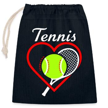 Raquette Tennis Heart - Sac cadeau en coton avec cordon (25 x 30 cm) - bleu marine - Devant