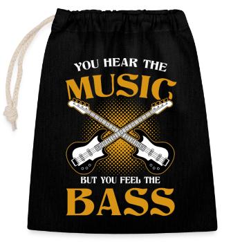 Musique Basse Guitares électriques croisées Graphisme rétro - Sac cadeau en coton avec cordon (25 x 30 cm) - noir - Devant