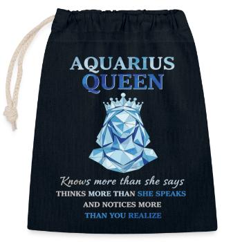 Aquarius Queen Sternzeichen Wassermann - Verschließbarer Geschenkbeutel aus Baumwolle (25x30cm) - Navy - Vorne