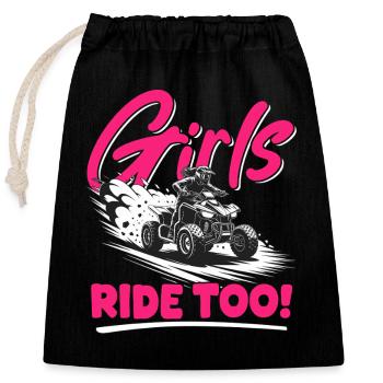 Quad ATV Femme Fille Quad Quad - Sac cadeau en coton avec cordon (25 x 30 cm) - noir - Devant
