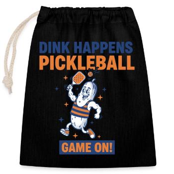 Pickleball Dink se passe Joueur drôle - Sac cadeau en coton avec cordon (25 x 30 cm) - noir - Devant