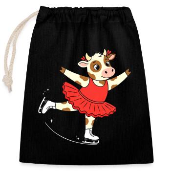 Kuh im roten Dress beim Eiskunstlauf - Verschließbarer Geschenkbeutel aus Baumwolle (25x30cm) - Schwarz - Vorne