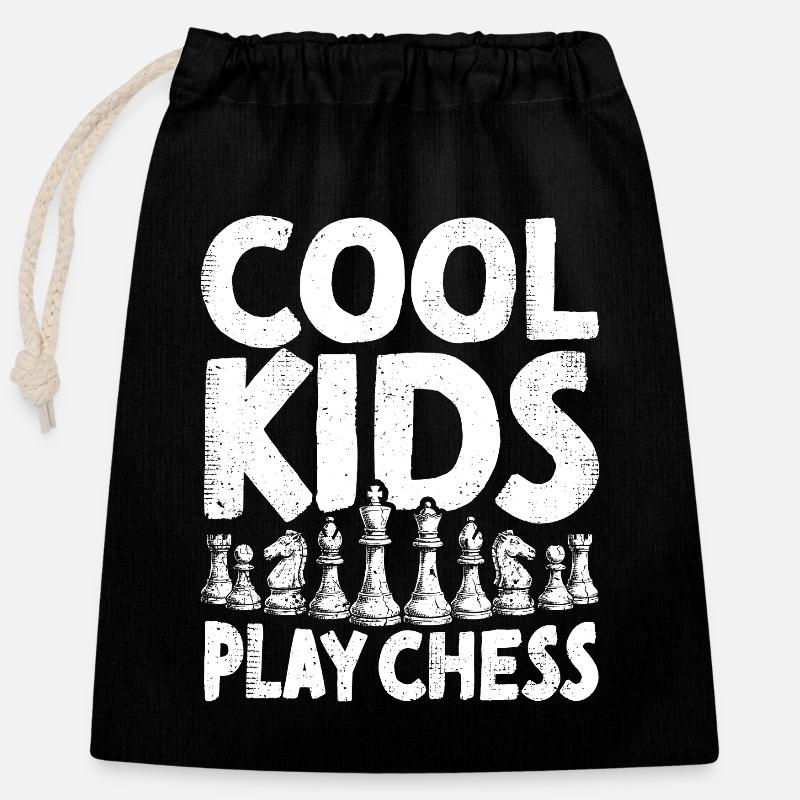 Cool Kids Play Chess Chess Player Chess - Closable cotton gift bag (25x30cm) - black