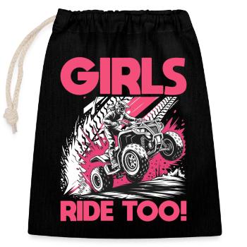 Quad ATV Femme Fille Quad Quad - Sac cadeau en coton avec cordon (25 x 30 cm) - noir - Devant